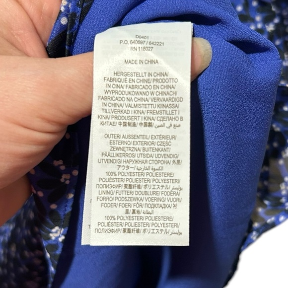 Boden Mara Bramble smocked blue long sheer sleeves dress Anthropologie Size 8 - Picture 8 of 9